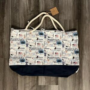 NWT Rooted Made Landmarks Beach Tote Pennsylvania PA